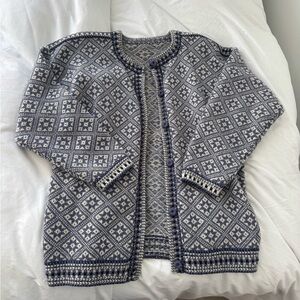 Blue and White Wool Cardigan Vintage